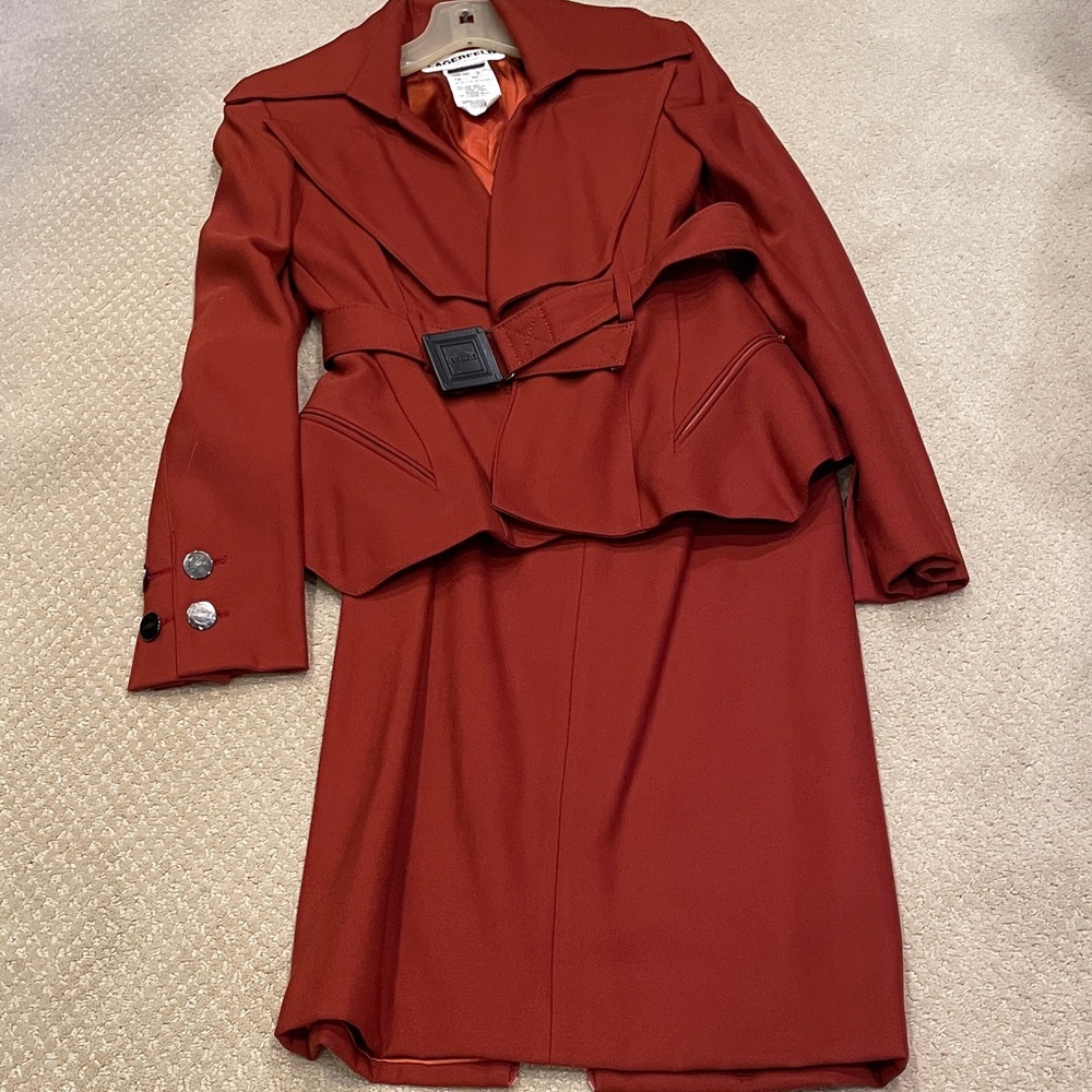 Vintage Karl Lagerfeld full line Rust Two-Piece Skirt Suit with Belt